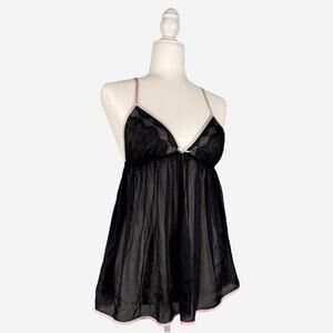 Black pink babydoll lace sheer
